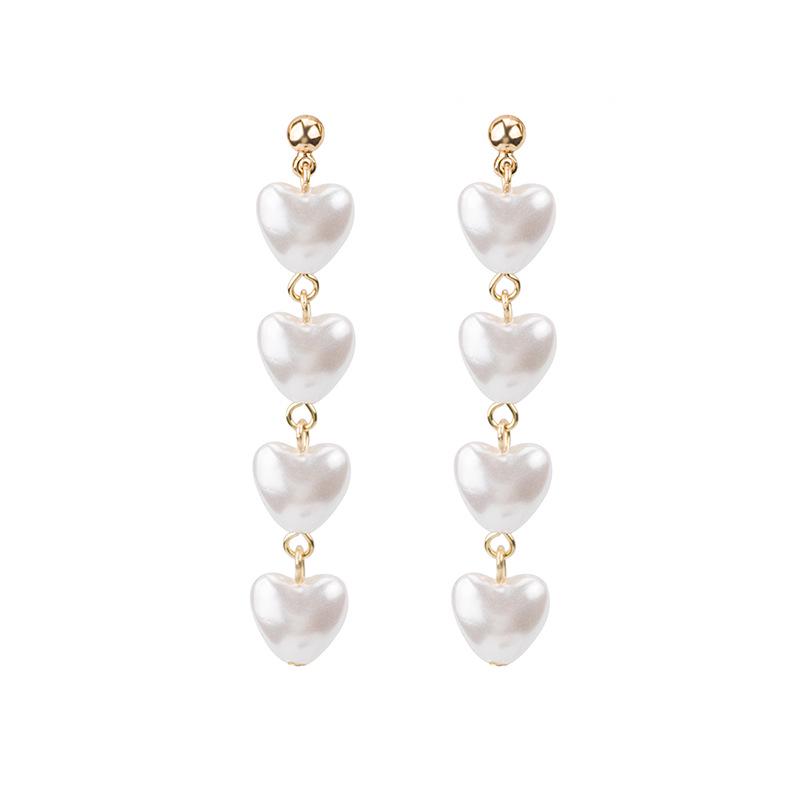 

Серьги-пусеты из серебра 925 пробы в корейском стиле с жемчугом в форме сердца и длинными кисточками