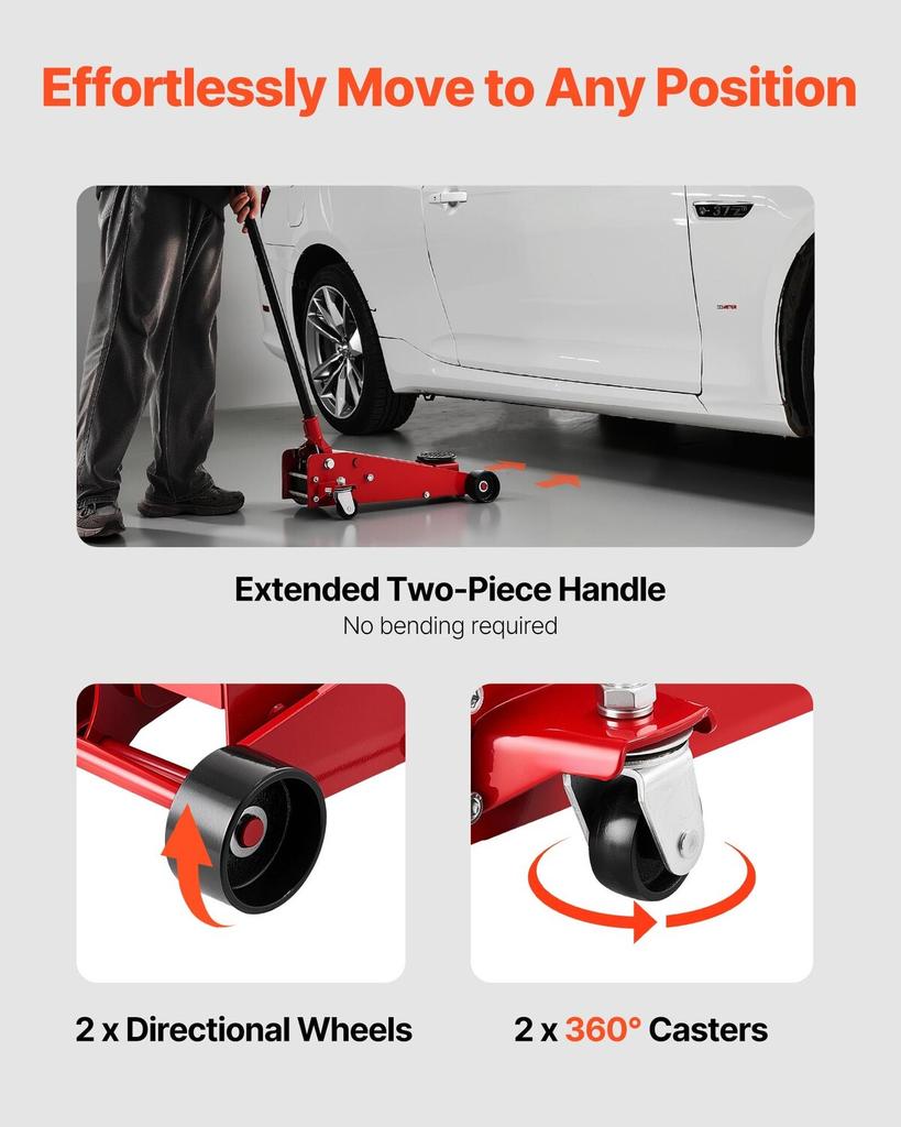 Low Profile Floor Jack, 3 Ton Capacity, Steel Racing Floor Jack with Single Piston Quick Lift Pump, Hydraulic Trolley Car Lift for Sports Cars,