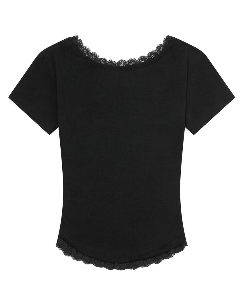 MUCENT Sunnier Lace V-Neck Short Sleeve T-Shirt (6 Colors)