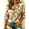 Women's Sunflower Paisley Print Tie Front Blouse, Casual Loose Top for Spring Summer Daily Wear
