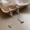 Sweet and exquisite super flash butterfly fringed earrings female, new face thin long earrings Internet celebrity earrings