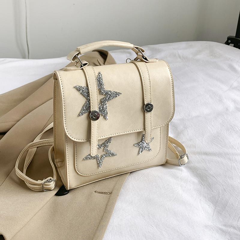 Stylish Casual Retro Large Capacity Backpack 2024 Summer Minimalist Design In Black Silver Cream