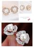 Elegant Pearl and Rhinestone Stud Earrings - Women's Stylish European and American Copper Accessories
