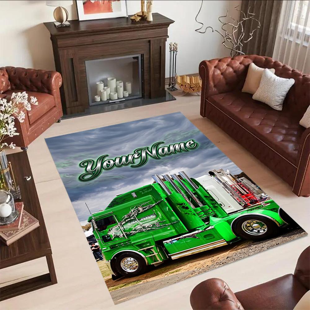 Kw Heavy Trucks Personalized Name Floor Mat Design for Study Room Kitchen Playrooms Decorate Room Antislip Carpet Decorate Offices