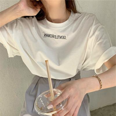 Nouveau T-shirt d'été à manches courtes pour femmes ample et polyvalent étudiant haut blanc