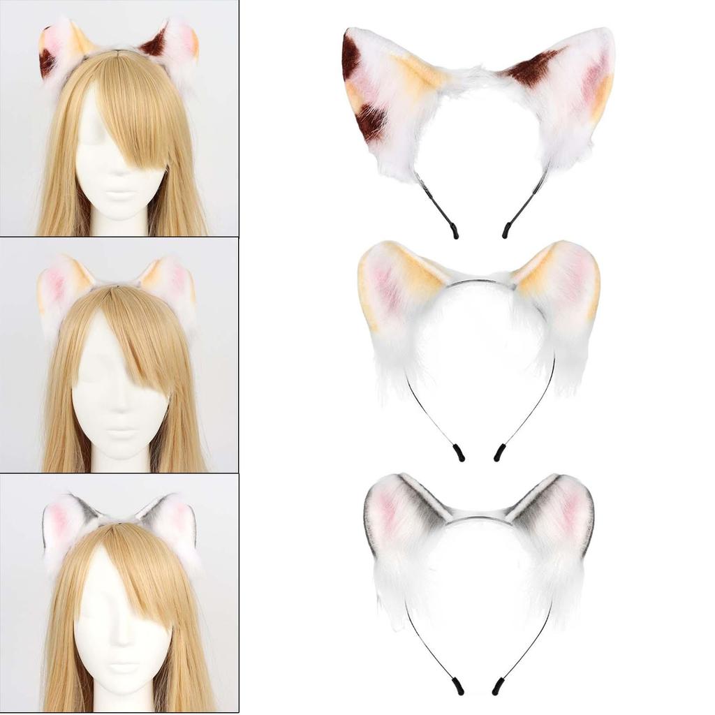 Cat Ears Headband Animal Hair Hoop Headdress for Stage Performances Christmas Birthday
