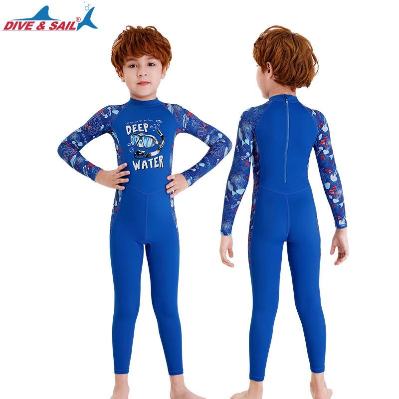 Kinder Vollschutz UV-Schutz Badebekleidung Jungen Mädchen Langarm Einteiler Badeanzug Schnelltrocknend Nylon Spandex