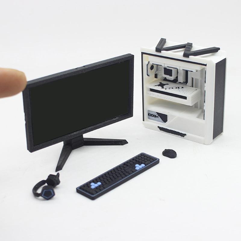 1/12 Puppenhaus Esports Spiele Computer Tastatur Set Schreibtisch Stuhl Set Puppe Arbeitszimmer Möbel Dekor Mikro Szene Requisiten