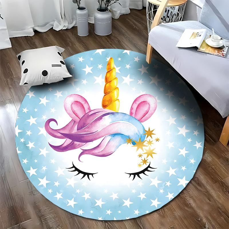 Free Shipping! Magical Unicorn Starry Kids' Room Rug All Seasons Mats Round Carpet for Home Sofa Bedroom, Gift