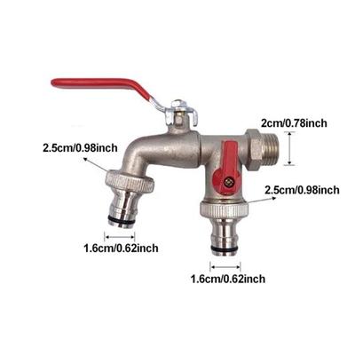 Messing-Bibcock-Doppelwasserhahn, Badezimmerzubehör, Außenwaschbecken, Gartenhähne, Installationsgewinde, G1/2 Zoll, Wandmontage