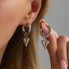 Salircon Creative Exquisite Gold Color Love Heart Shape Pendant Hoop Earrings Temperament Metal Piercing Earrings Jewelry Lady