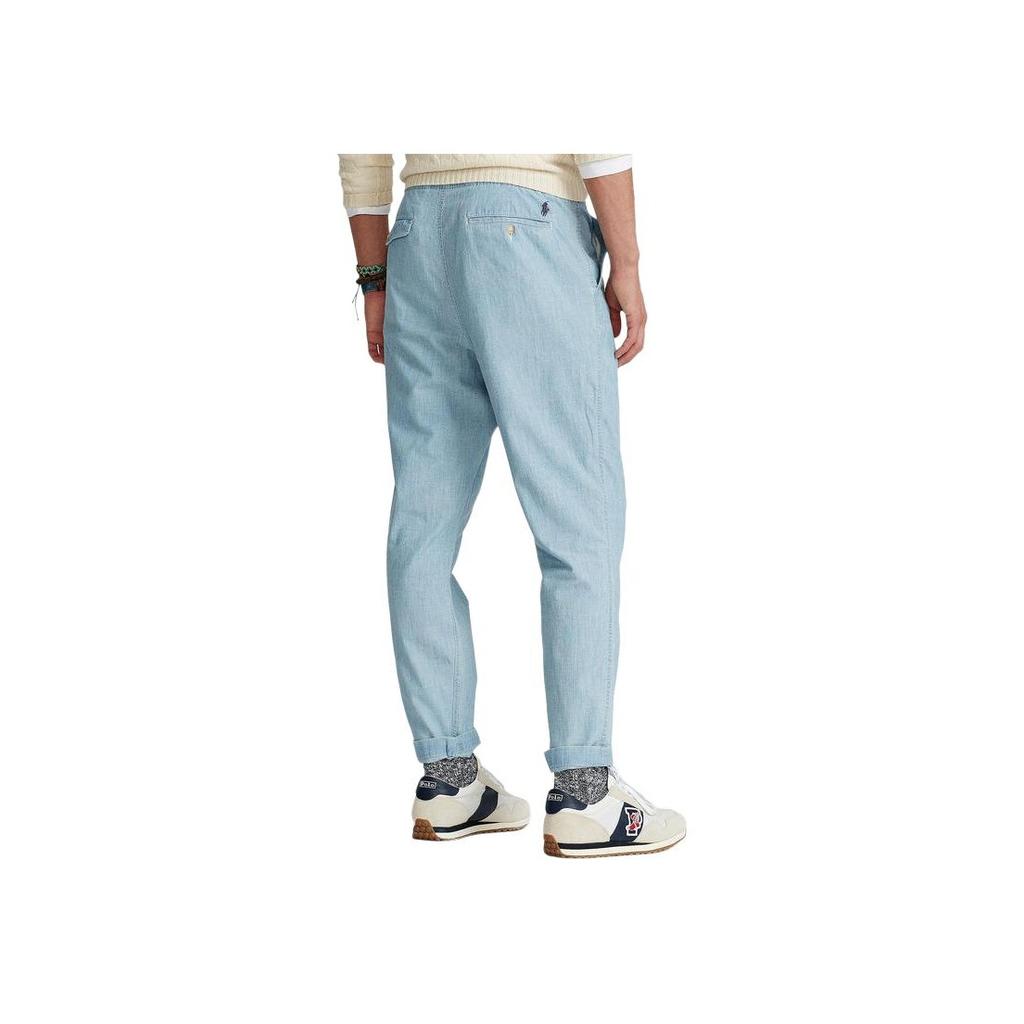 Polo Ralph Lauren Solid Color Button Tapered Casual Pants Men Bottoms Light-Blue 710740570-001