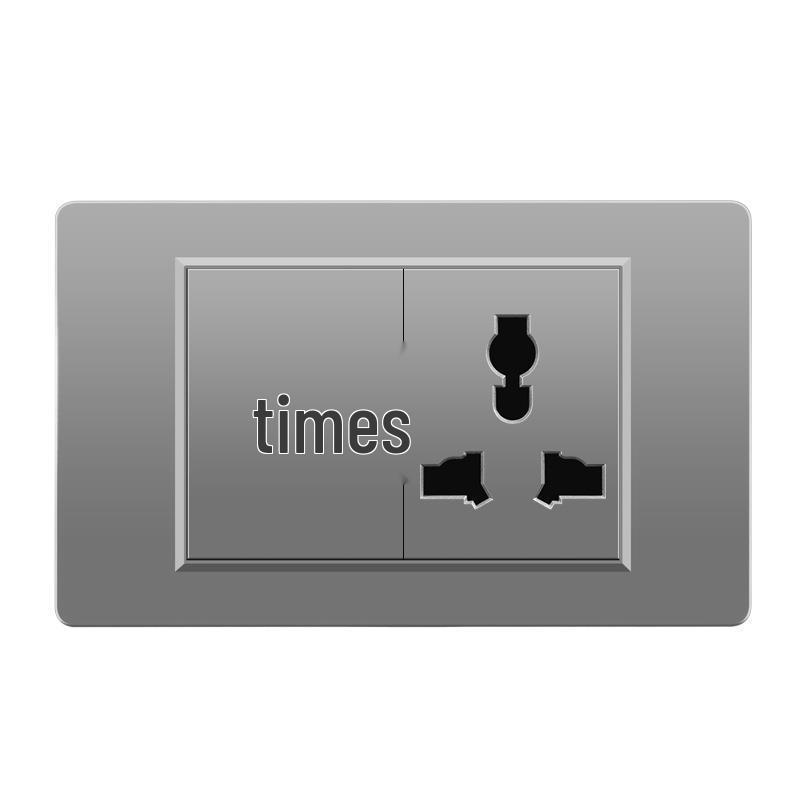 118 Type Switch Six-Hole Gray Wall Socket with Type-C 20W, Thai Style & PC Panel, Taiwan Socket