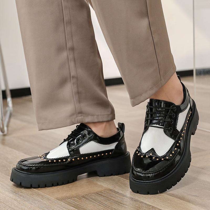 Fashion Fashion Men Dress Shoes Men Platform Light Comfortable Fashion Big Head Shoes Lace-up Business Office Brand Shoes Size 38-46