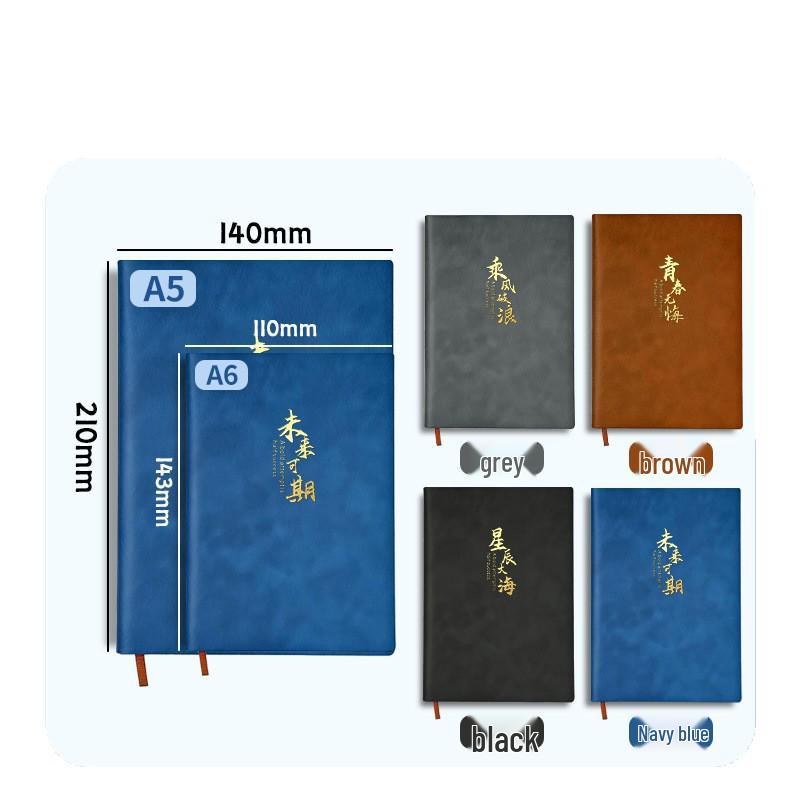 A5 Soft Suede Leather Notebook with Hot-Stamped Cover for Business Meetings