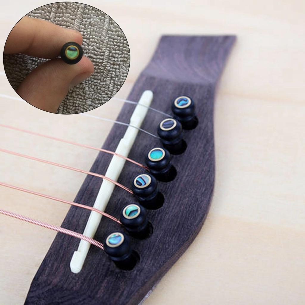 Pack of 6  Acoustic Guitar Ebony String Post Inlaid Abalone Dot String Nails  Nail Starter