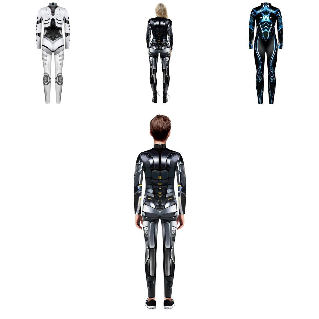 Stretchy Robot Armor Print Halloween Cosplay Jumpsuit Bodysuit Costume