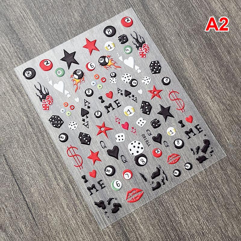 

3D Stereoscopic Cherry Billiards Dice Design Nail Art Decals DIY Manicure Accessories