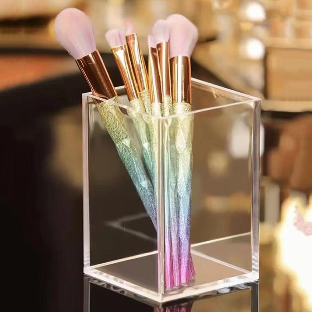 Contenitore per Pennelli da Trucco Acrilico Trasparente Secchiello per Pennelli da Dormitorio Pennello per Sopracciglia Rossetto Toeletta Scatola per Cosmetici da Tavolo