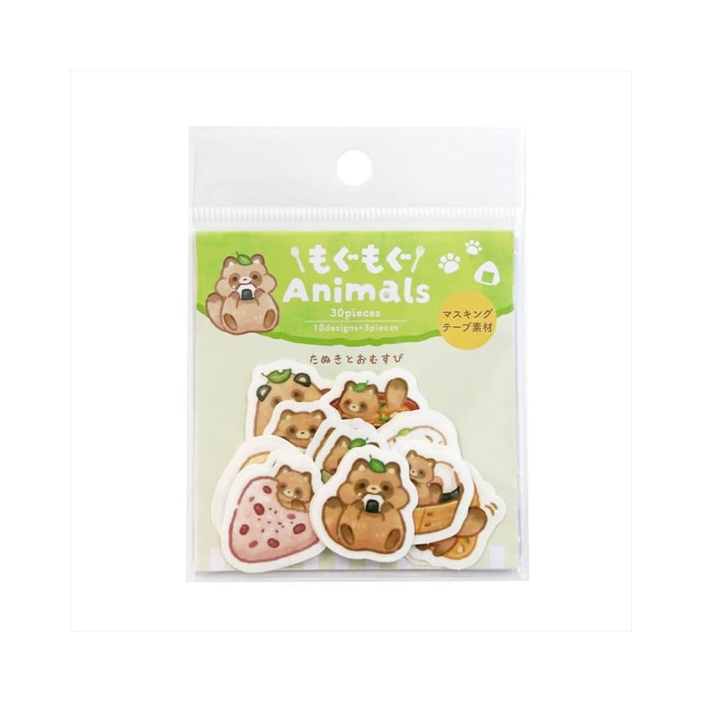 

Saien Flake Stickers Tanuki and Onigiri H103mm x W78mm
