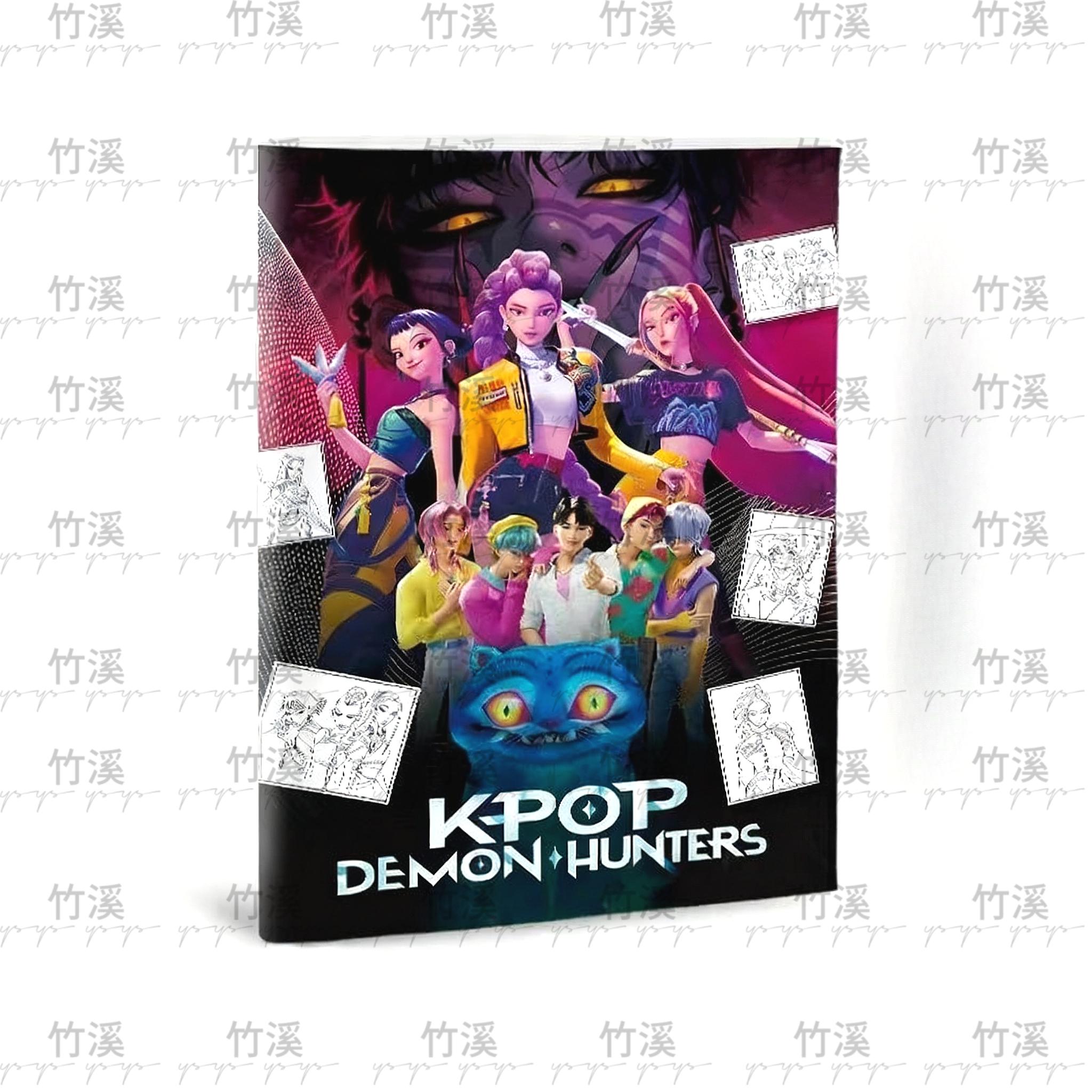 

Книжка-розмальовка Kpop Мисливці на демонів: Милі лінійні малюнки Румі, Міри, Зої | Аніме-персонажі для зняття стресу для дорослих