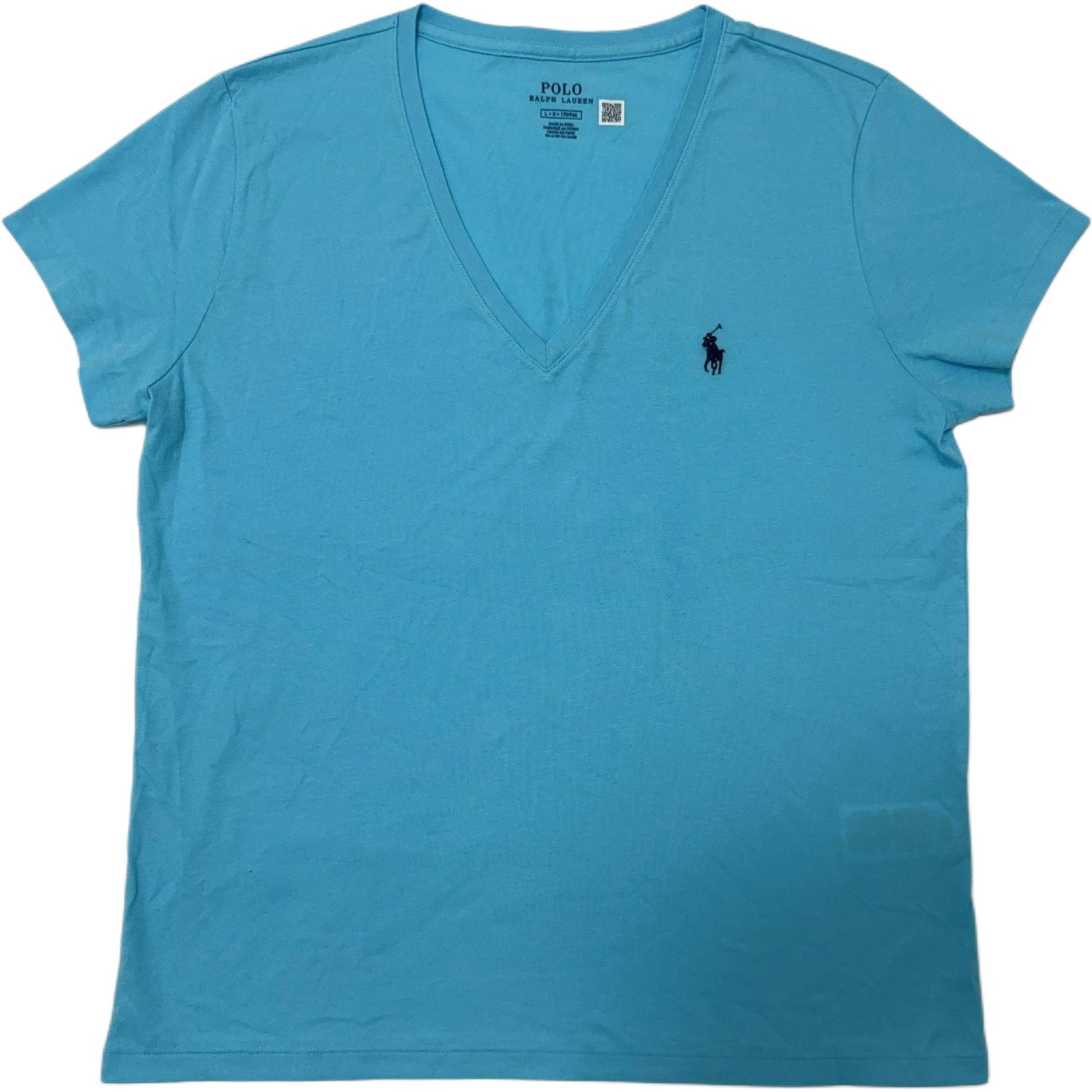 

Polo Ralph Lauren Однотонная футболка с вышивкой пони, V-образным вырезом и коротким рукавом, женские топы 211682523-052 L