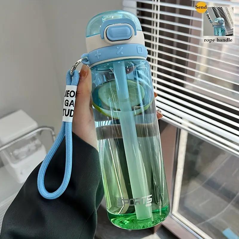 

750ML Gradient Plastic Water Bottle With Straw Leak-proof Drinking Portable Travel Sports Gym Camping Transparent Water Bottles 701-800ml