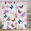 Floral Butterflies Shower Curtains Pink Blue Rustic Flowers Butterfly Plant Polyester Fabric Home Bathroom Curtain Bathtub Decor