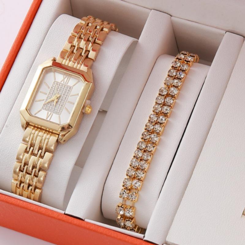 New Steel Belt Women'S Watch Watch Fashion Simple Trend Women'S Quartz Watch Bracelet Set 5Pcs
