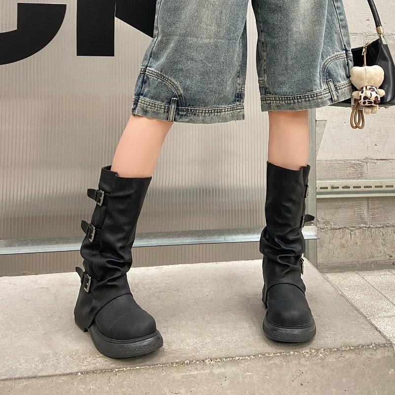 Spice Girls Boots Spring and Autumn New Folded Pile Boots Boots Boots Pants Boots Women's Maillard Boots