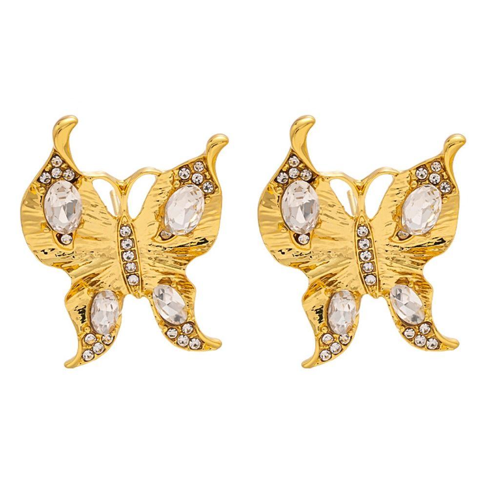 Sparkling Butterfly Earrings Vintage Ear Studs Luxury Women Jewelry Accessory  Party