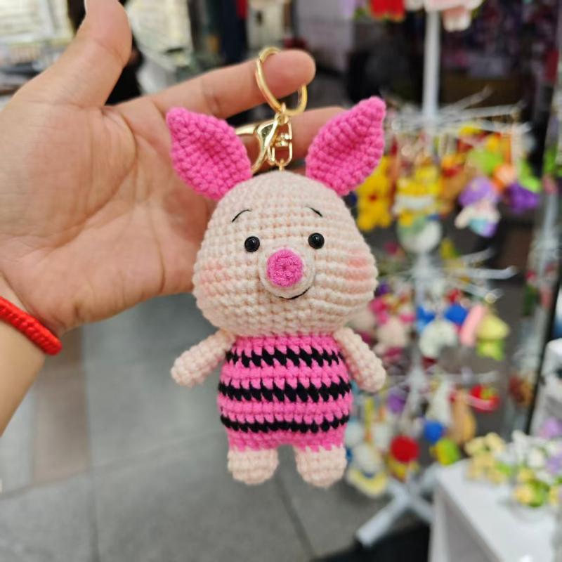 Cute Handmade Crochet Animal Charming Bag Pendant Handwoven Animal Keychain Car Key Holder Gifts Backpack Decor