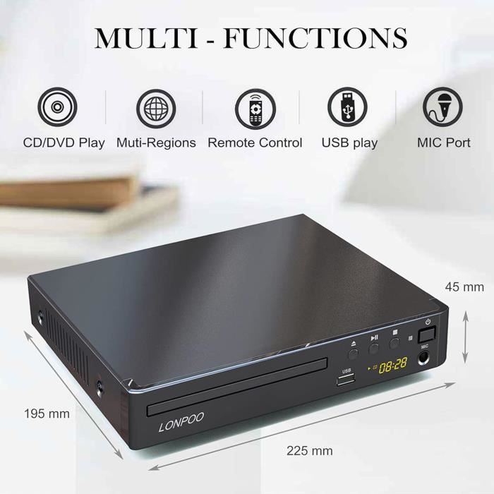 Lecteur DVD - LONPOO - LP-099 - HDMI/RCA - Multi-région - 1080P Upscaling