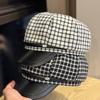 Korean Version of Retro Plaid Octagonal Hat for Women In Spring and Autumn Versatile Casual Face-showing Newsboy Hat Literary Young Painter Hat