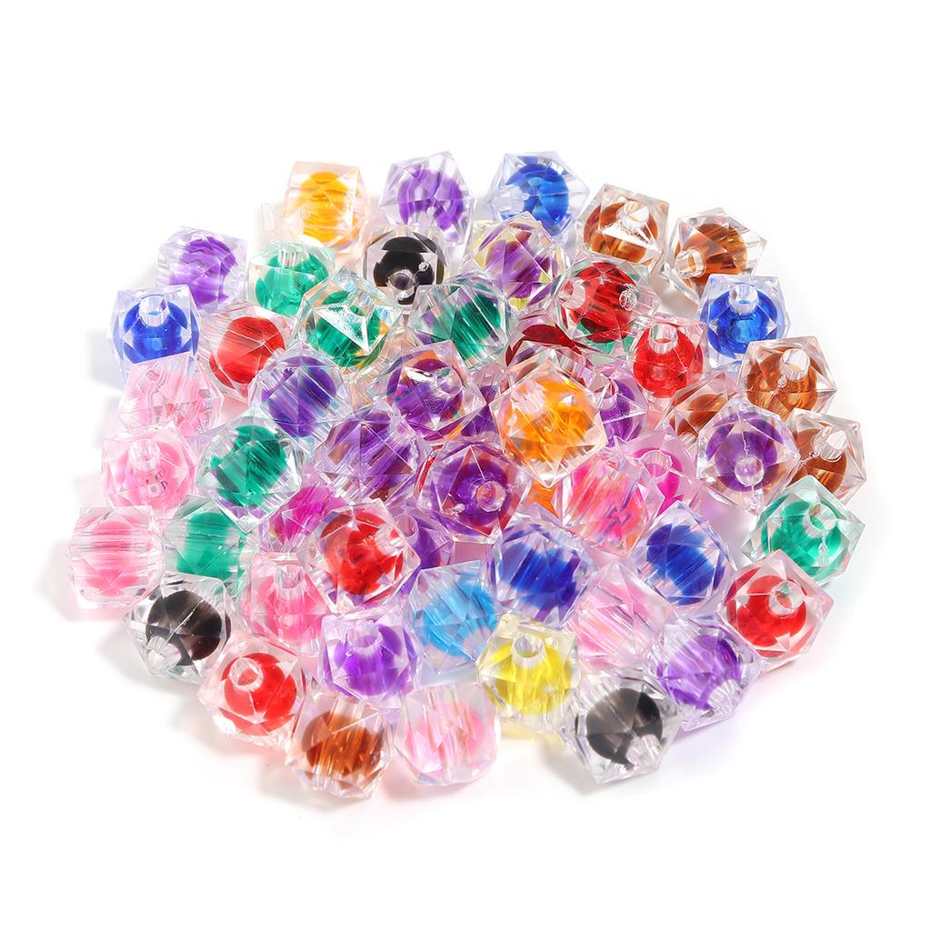 100-200pcs 8/10mm Acrylic Rhombus Beads Colorful Faceted Loose Beads For DIY Jewelry Making Bracelets Phone Chain Accessories