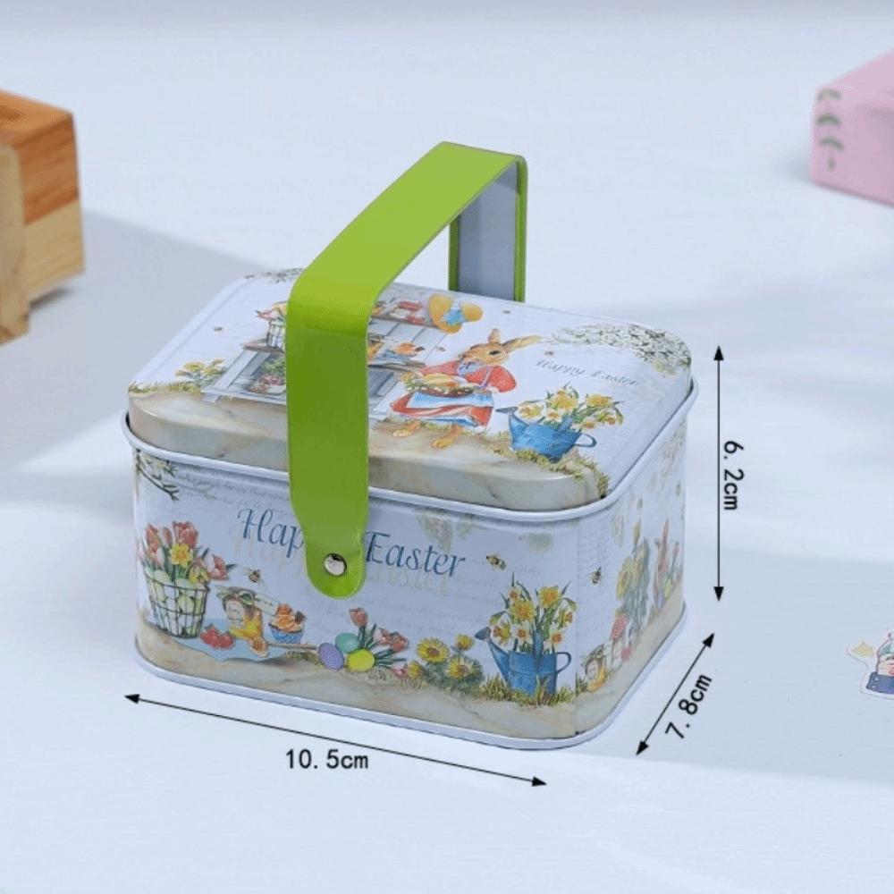 Griffdesign Ostereier-Hase-Box Dekorative Hülle Blechmaterial Süßigkeiten-Keks-Box Oster-Thema Leere Box Geschenkverpackungsbox