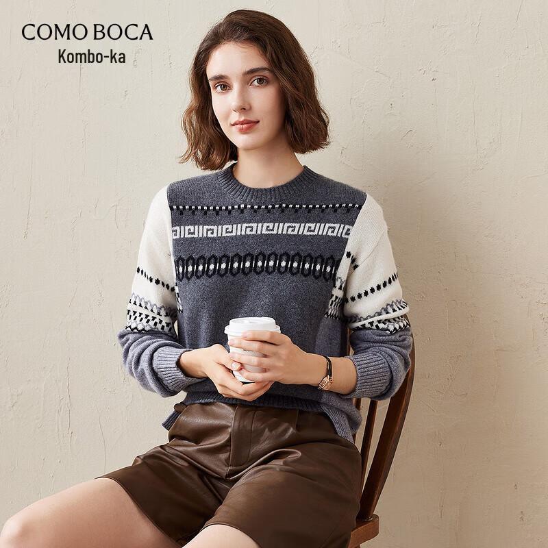 

Женский свитер из чистого кашемира с жаккардовым узором в стиле колорблок 2XL