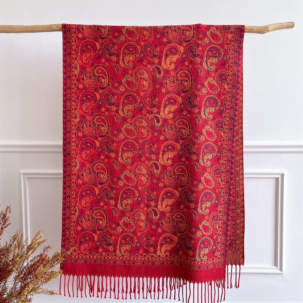 Ethnic Style Imitation Cashmere Thick Travel Shawl Lijiang Yunnan Scarf Women'S Outdoor Warm Cloak Sun Protection