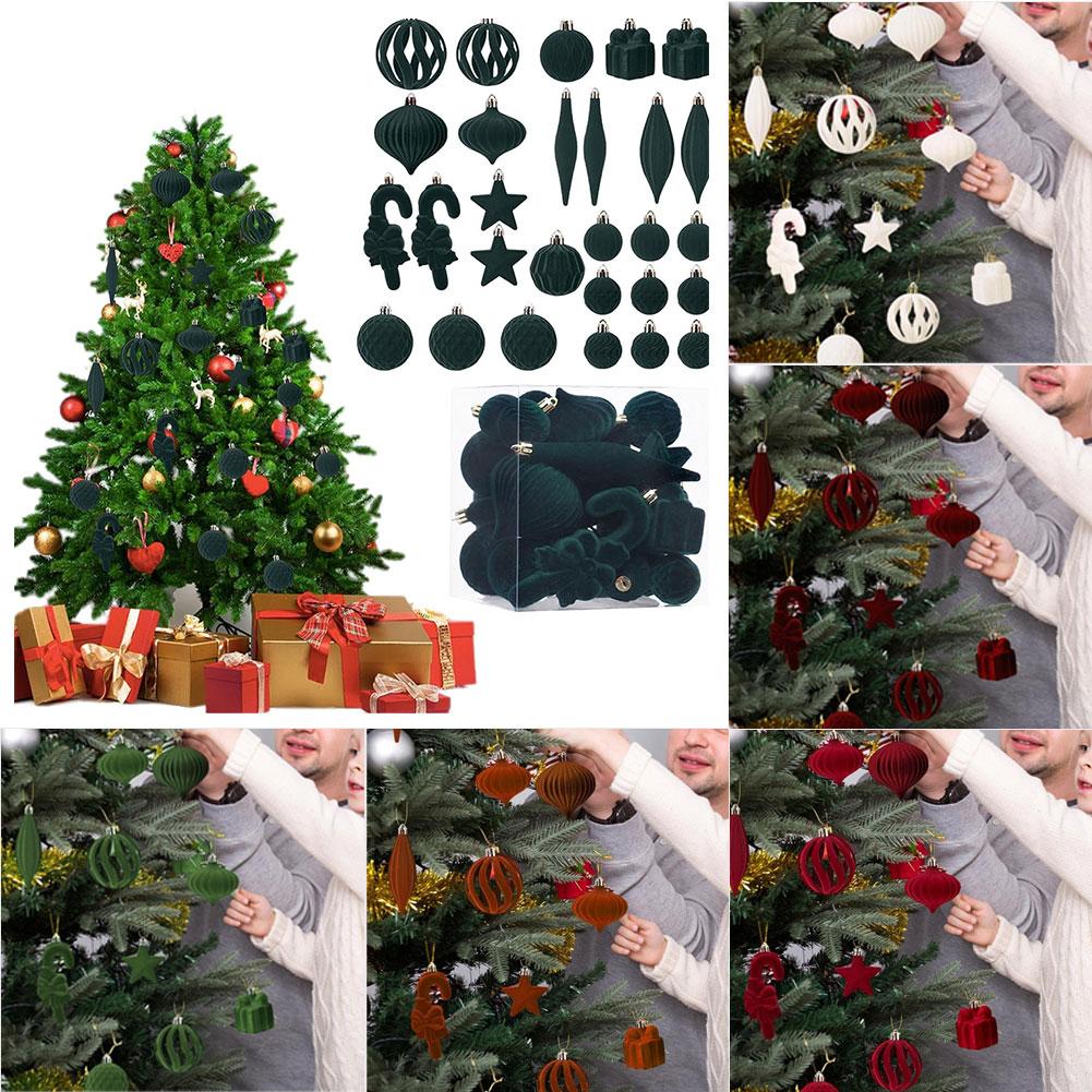 Velvet Christmas Ornaments Set 28 Pieces for Holiday Decor with Assorted Styles Designed for Christmas Tree and Home