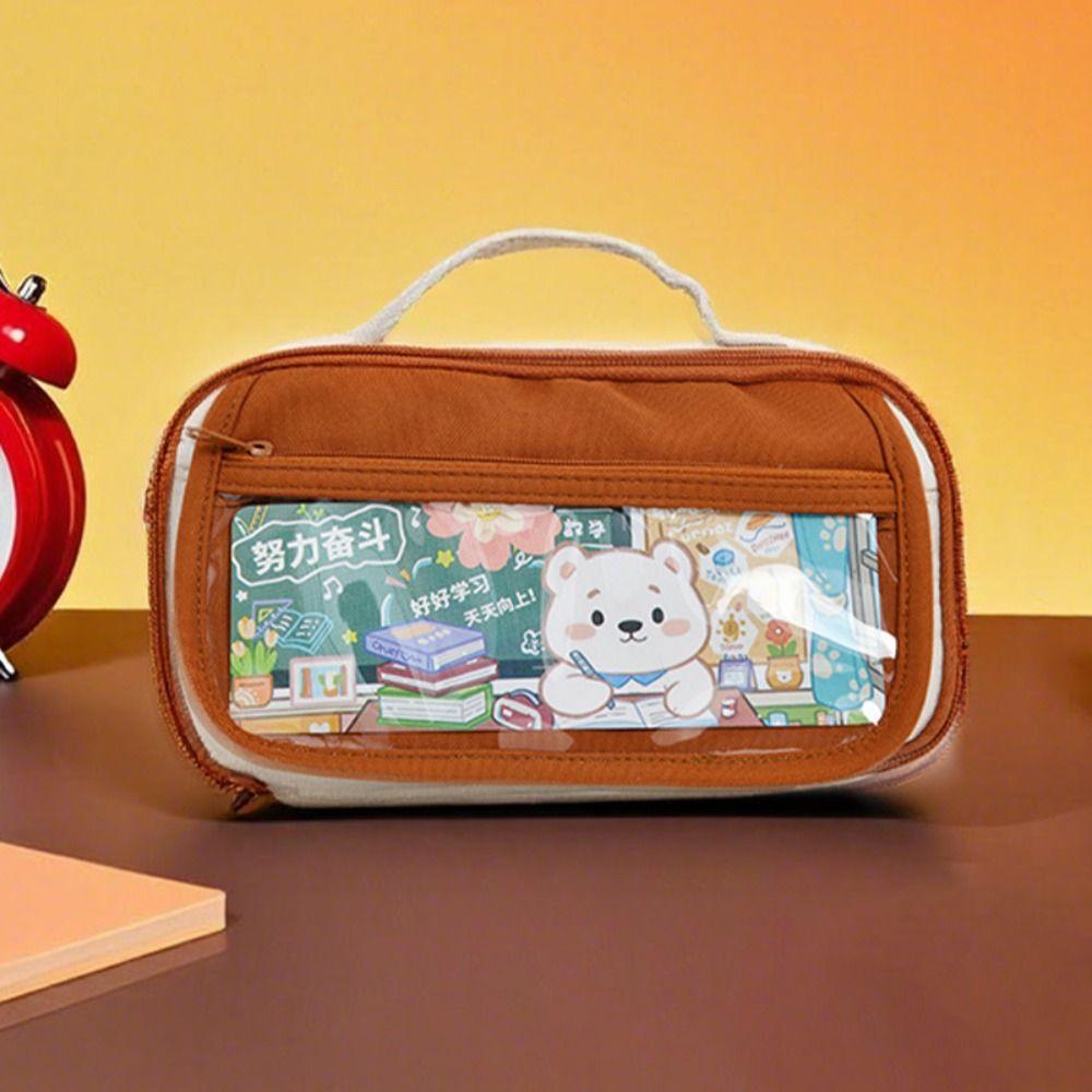 Bear 9 Layers Pencil Case Large Capacity Pen Organizer Pouch Trendy Pencil Storage Bag Kids Gift