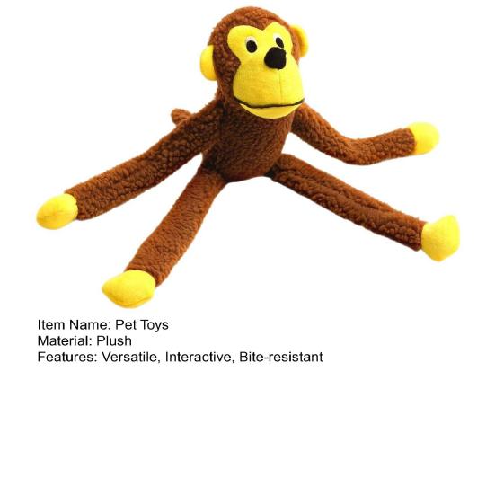 Interactive Monkey Plush for Dogs Cats Soft Bite-Resistant Chew Toy with Sound Pet Anxiety Relief Toy for Teeth Cleaning And Teething