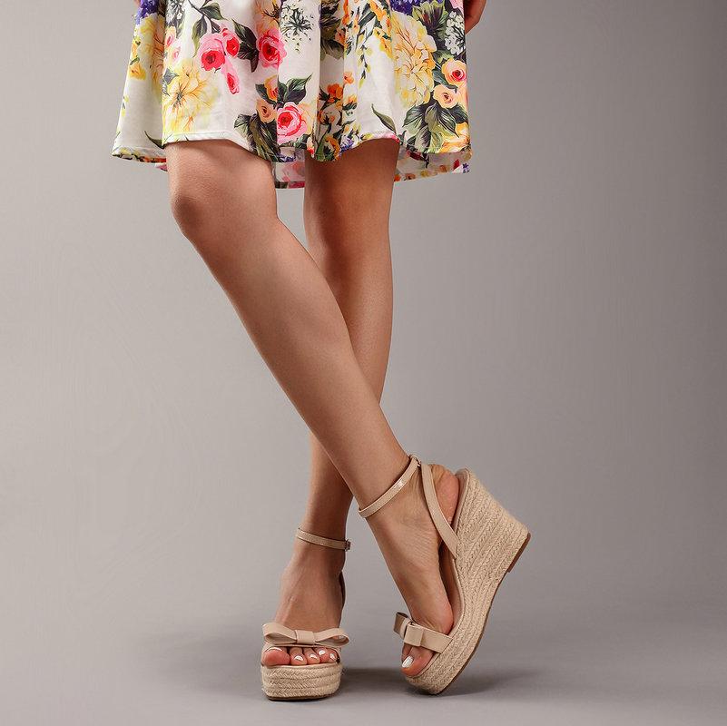 Fashion Hemp Rope Wedge Heel Bow Sandals, Summer Vacation Casual High-Heeled Flip-Flops, Platform High Heels