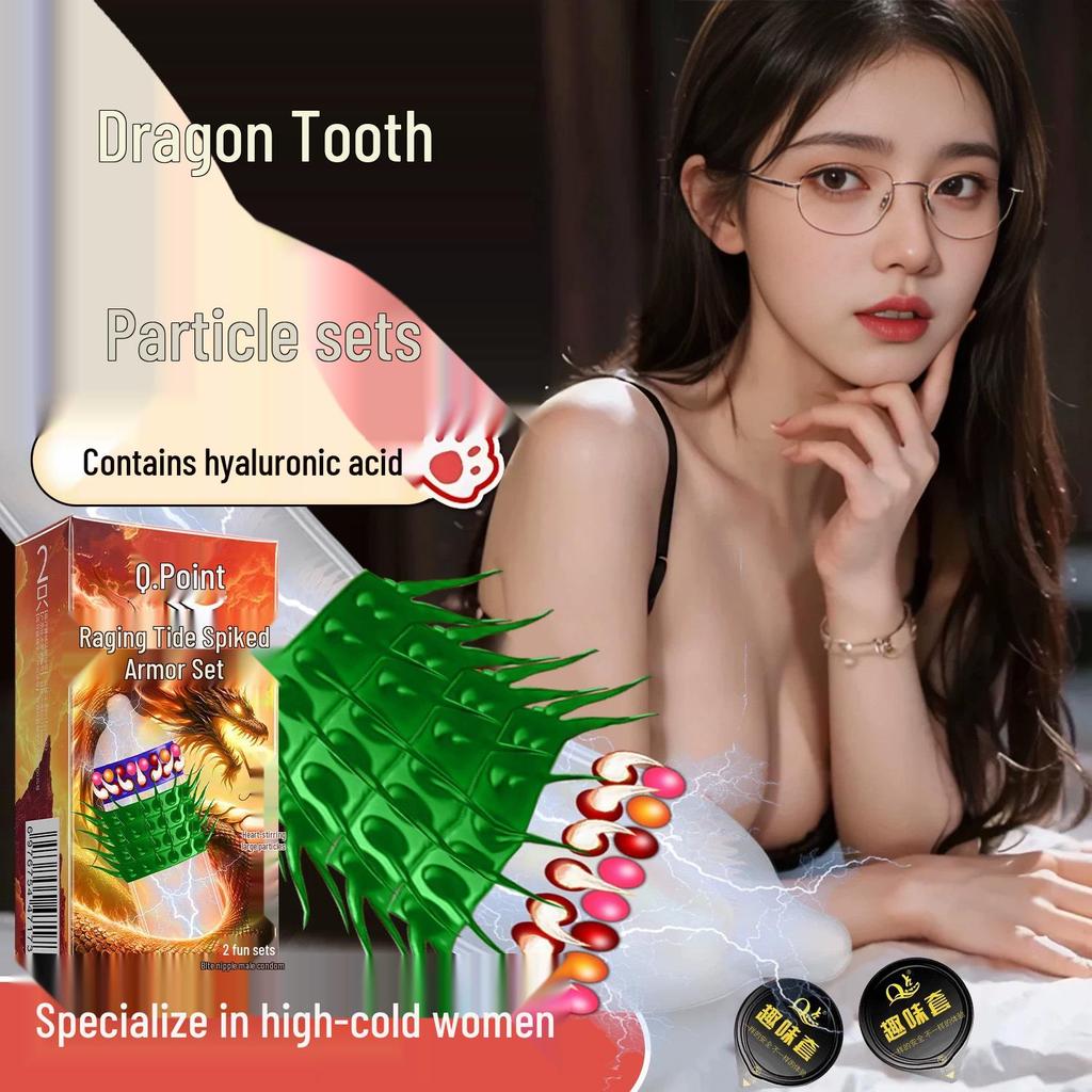 Q Point Thorn Set: Erotic Couples' Condoms with Large Particles, 2pcs/pack