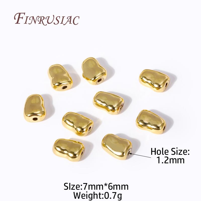 2 Sizes Irregular Spacer Beads 18K Gold Plated Brass Metal Oval Beads For Bracelets Beading Beads DIY Jewelry Making Findings