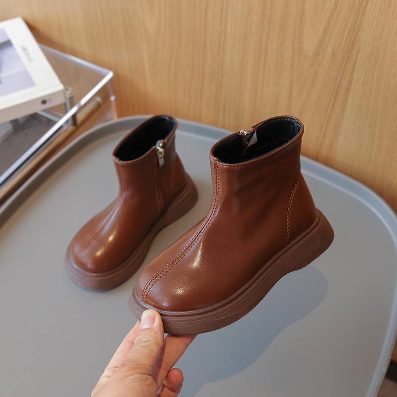 Kids Fashion Martin Boots Autumn Soft Sole Side Zipper British Toddler Short Boots Unisex Versatile