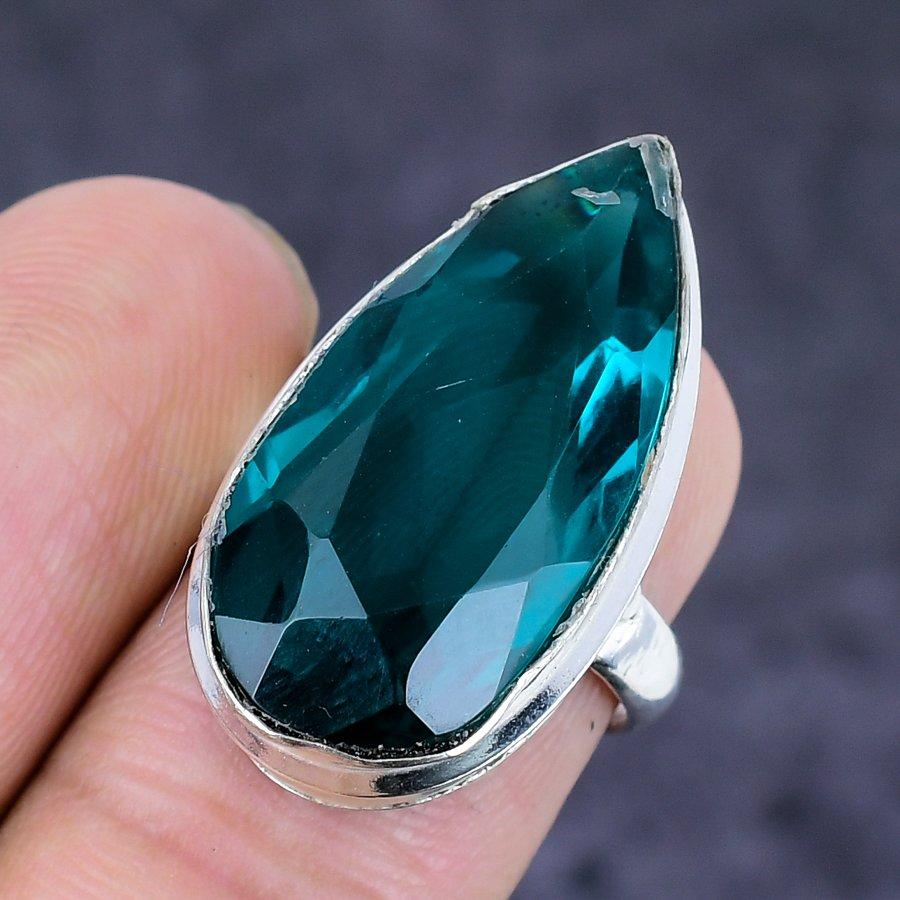 Indicolite Tourmaline Gemstone Handmade 925 Sterling Silver Ring Size 5 E6E45