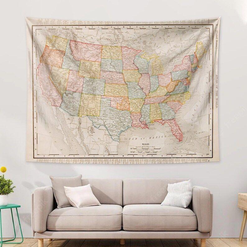 Tapestry Vintage Map of the United States 75x100