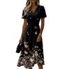 Ladies' Floral Casual Fashionable Short Sleeved V-neck Dress