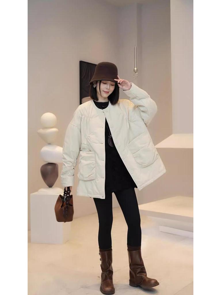 2024 Women's Casual Slimming Mid-Length Cotton Jacket—Lightweight, Warm, and Stylish for Autumn and Winter