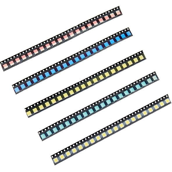 100pcs 5 Types Colors 5050 Red Yellow Blue Green White SMD LED Diode Lights Chips Kits (Surface Mount) 20mA High Intensity Lighting Components Light